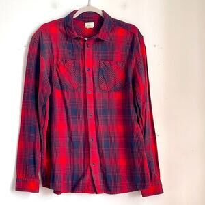 RVCA VA cotton plaid flannel long sleeve button down shirt sz M